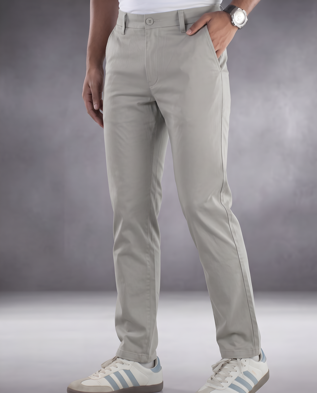 Premium Chino Twill Pant (Light Grey)