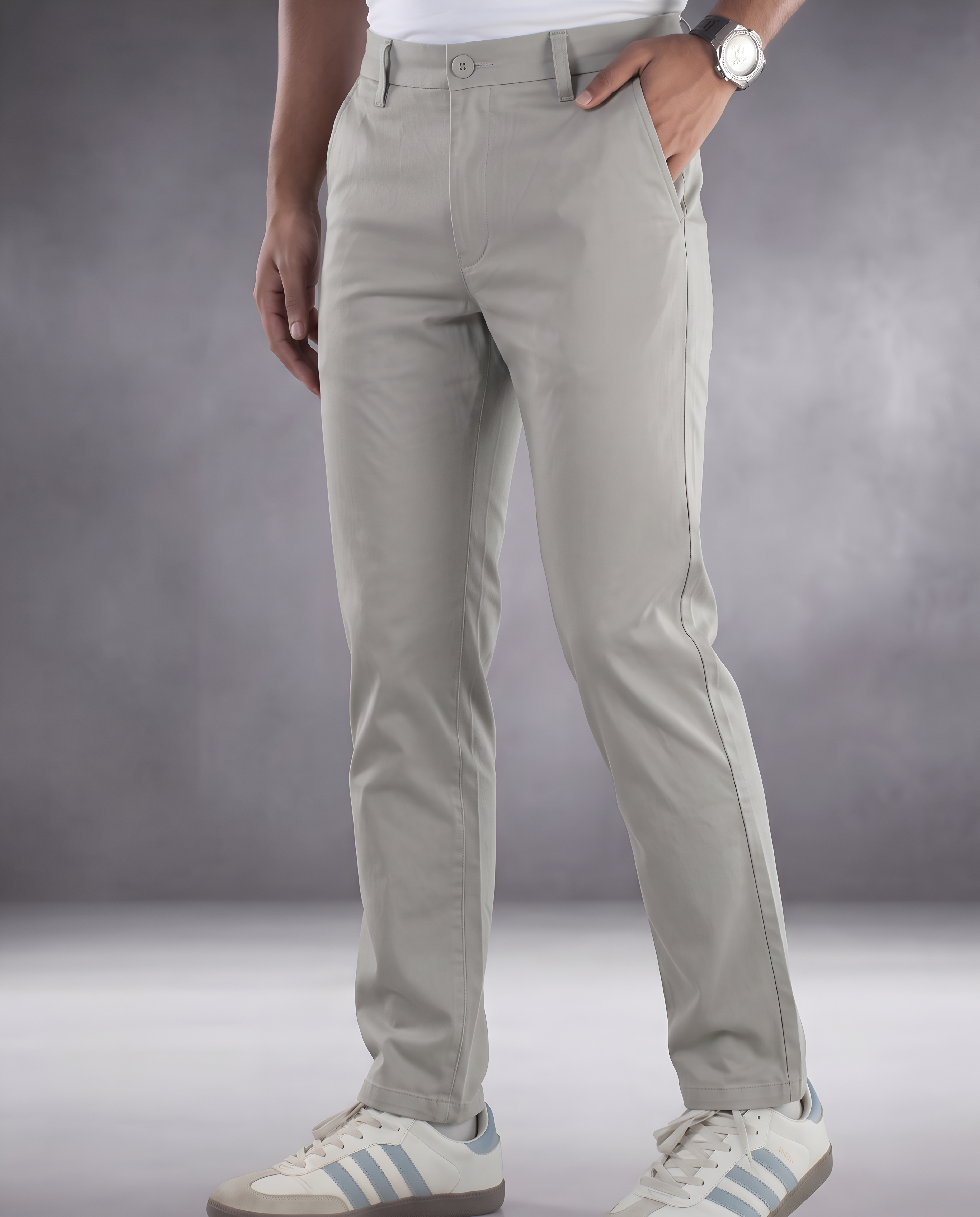 Premium Chino Twill Pant (Light Grey)