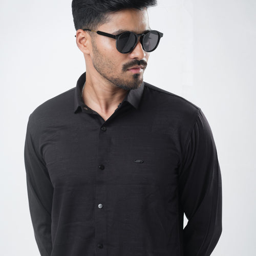 Bamboo Fiber Jacquard Shirt (Black)