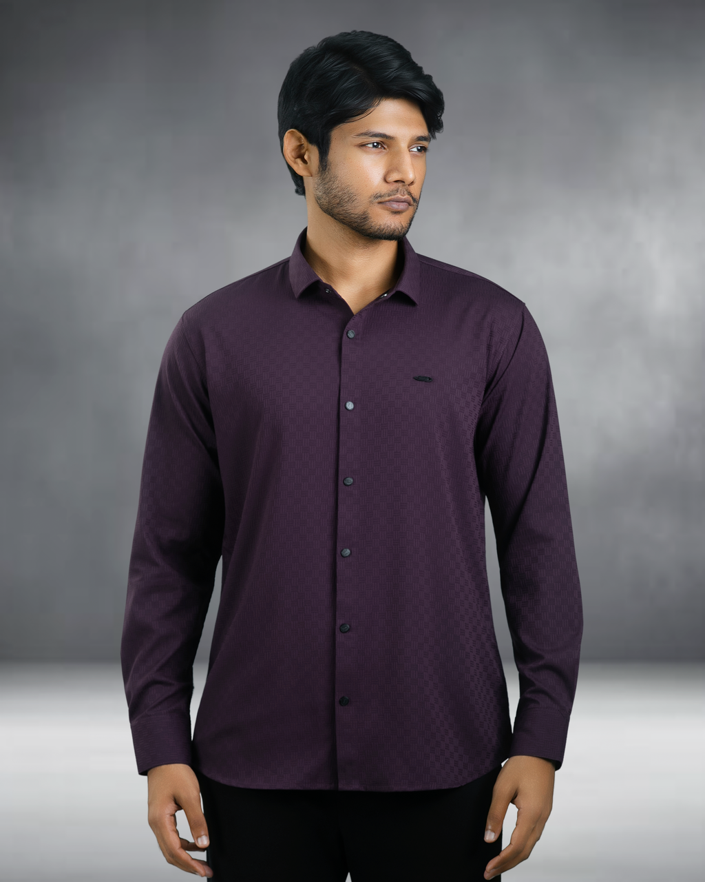 Bamboo Fiber Textured Shirt (Maroon)