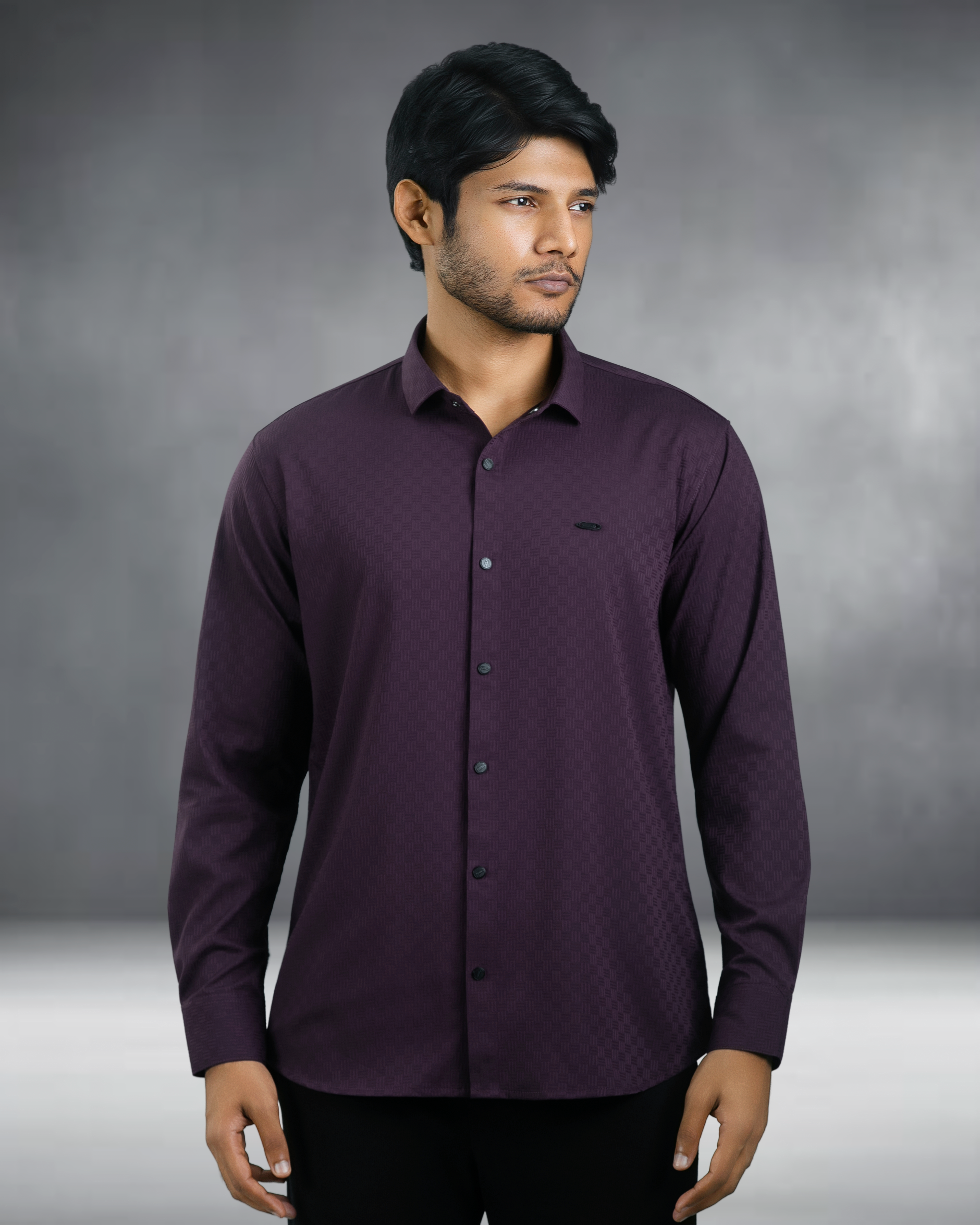 Bamboo Fiber Textured Shirt (Maroon)
