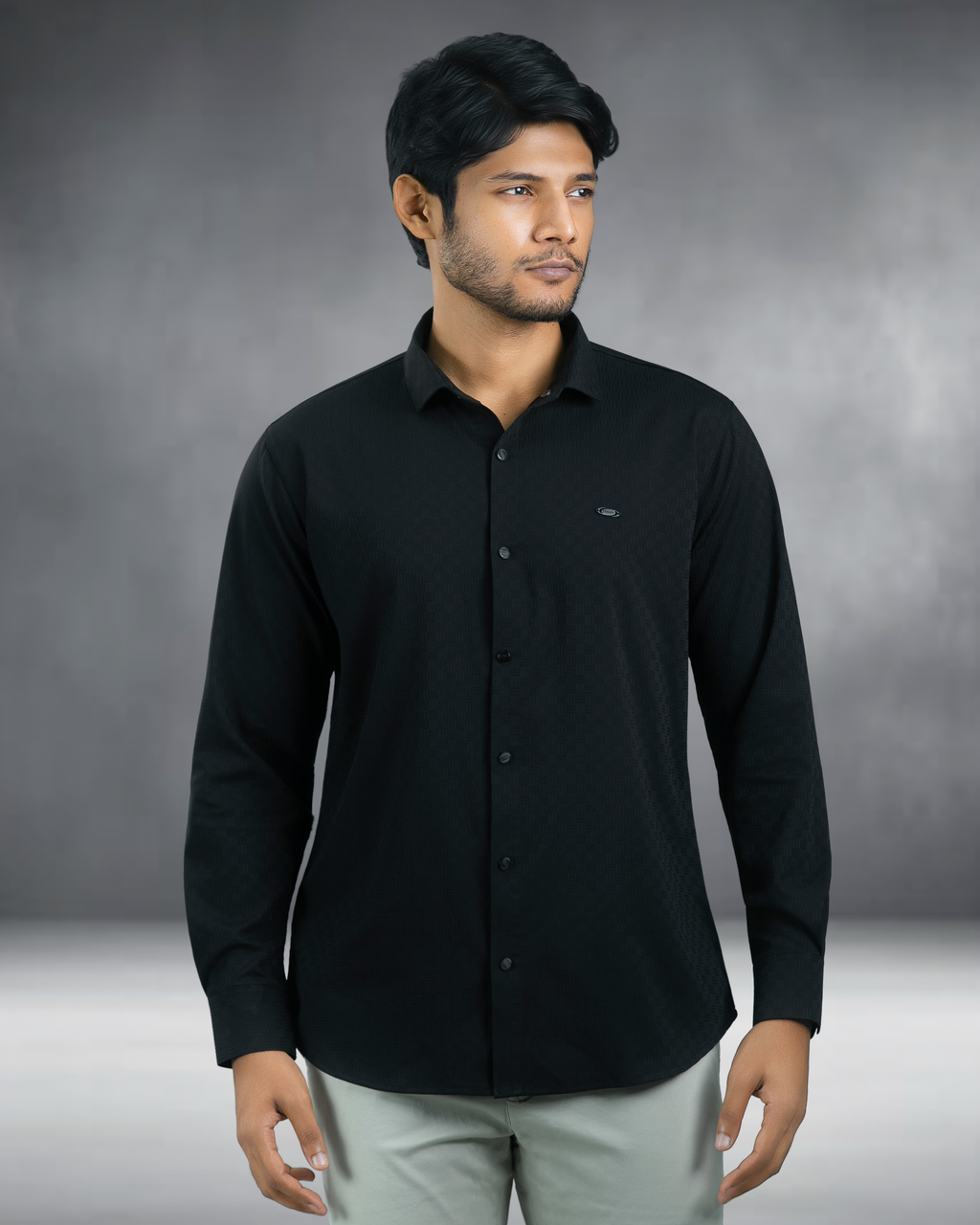 Bamboo Fiber Textured Shirt (Black)
