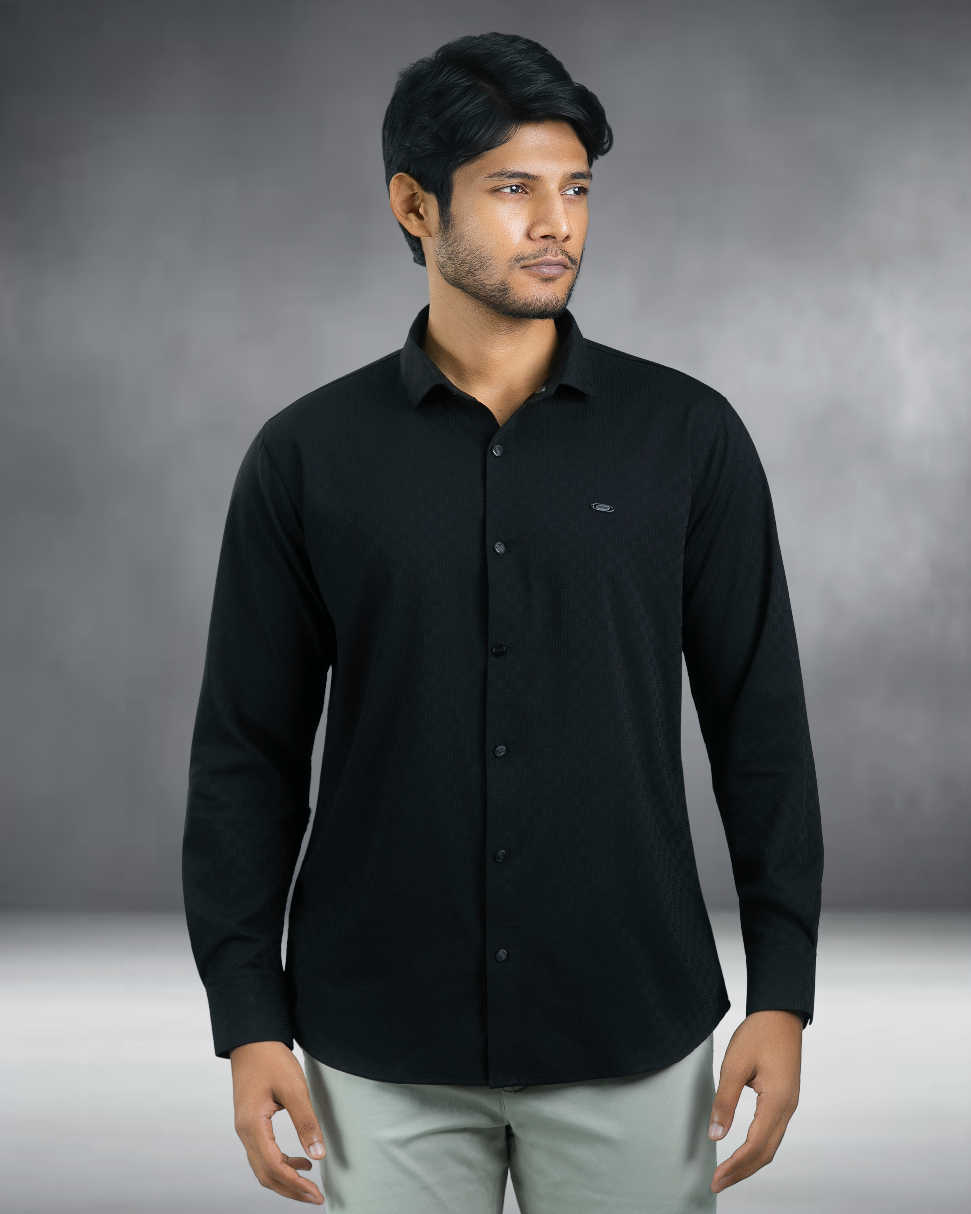 Bamboo Fiber Textured Shirt (Black)