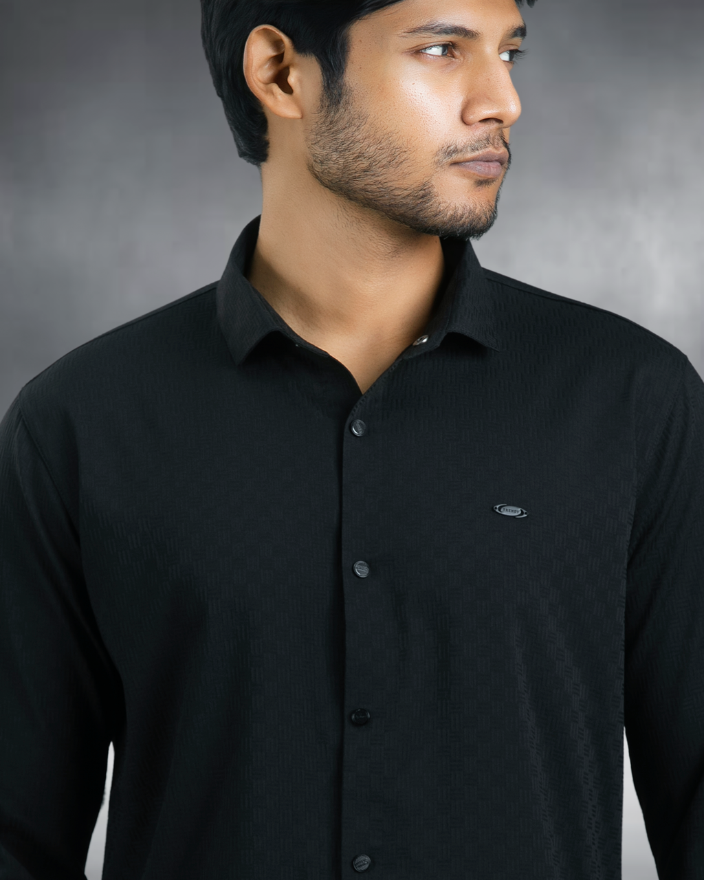 Bamboo Fiber Textured Shirt (Black)