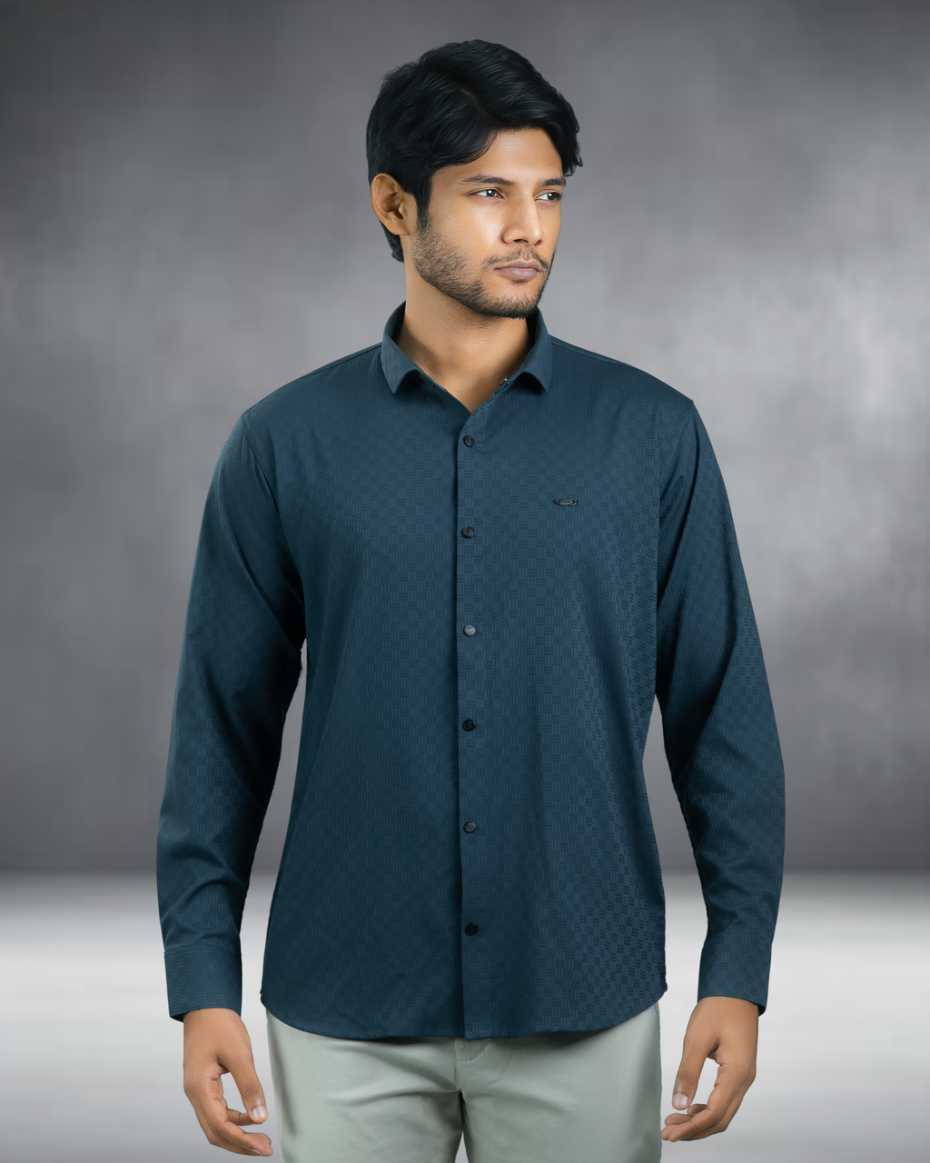 Bamboo Fiber Textured Shirt (Navy Blue)
