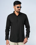 Bamboo Fiber Solid Shirt Black Stripe