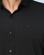 Bamboo Fiber Solid Shirt Black Stripe