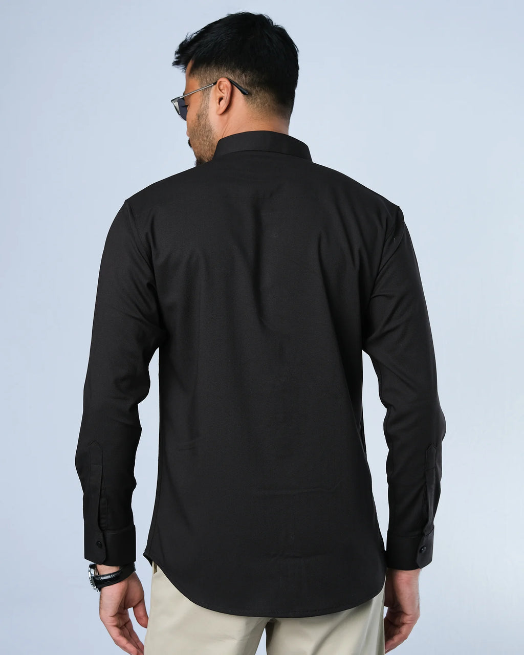 Bamboo Fiber Solid Shirt Black Stripe