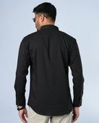 Bamboo Fiber Solid Shirt Black Stripe