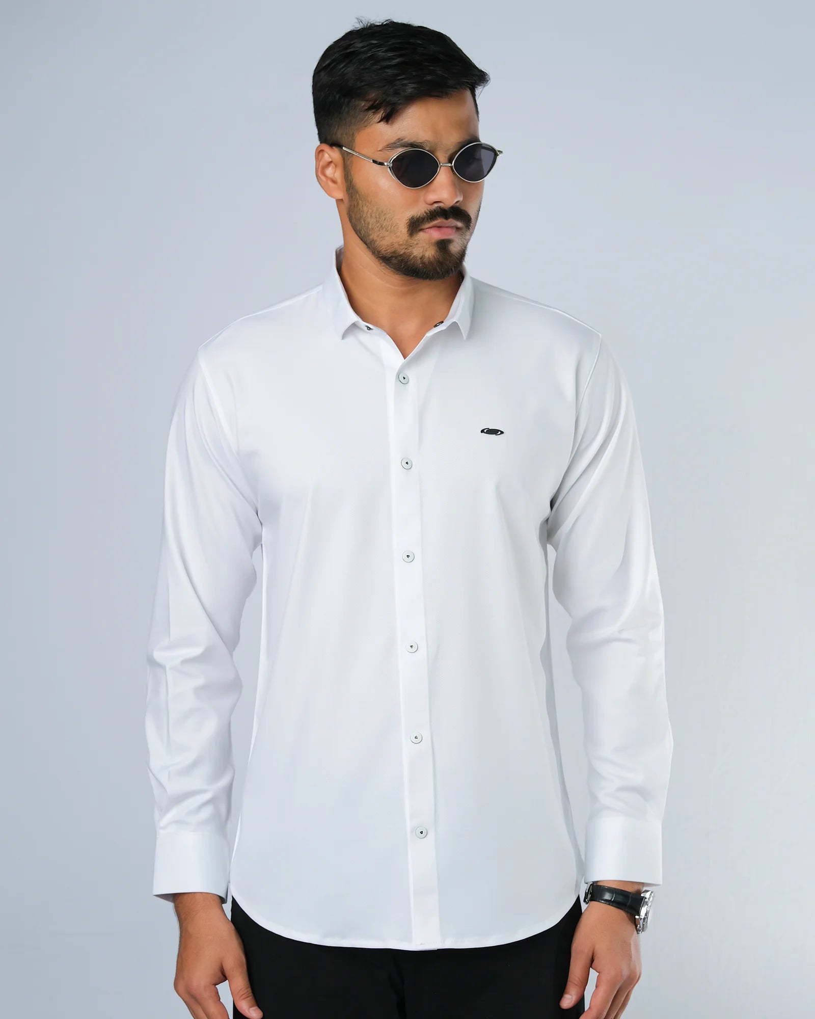 Bamboo Fiber Solid Shirt White Stripe