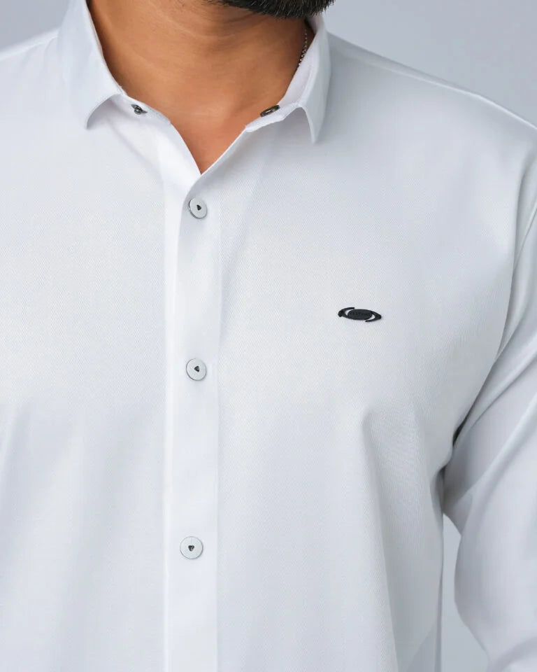 Bamboo Fiber Solid Shirt White Stripe