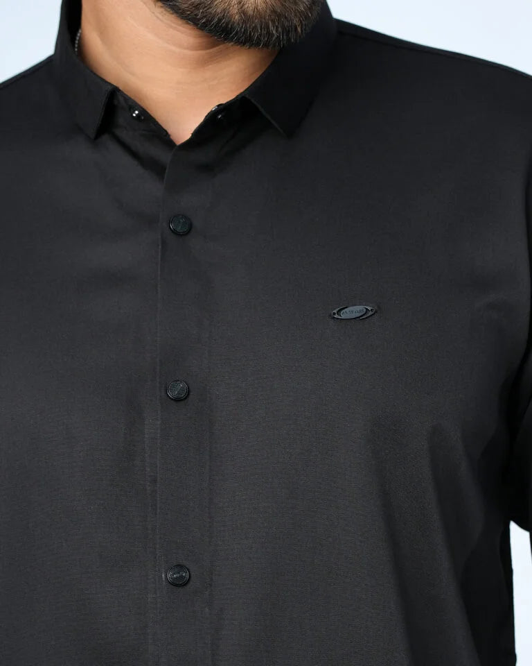 Bamboo Fiber Solid Shirt Black
