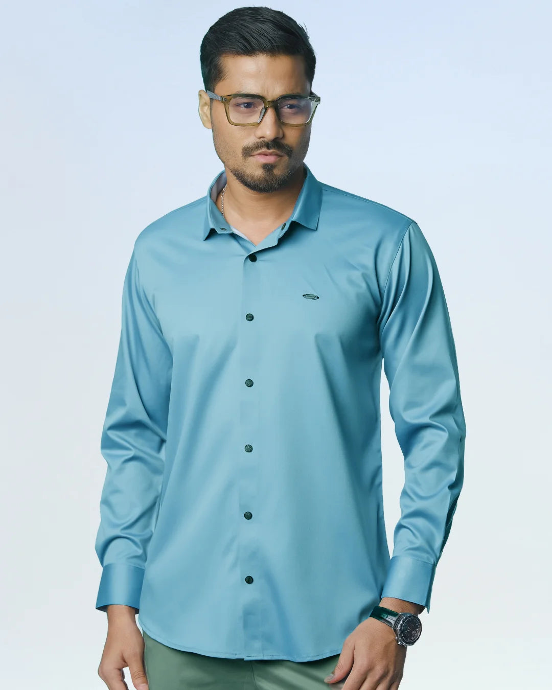 Bamboo Fiber Solid Shirt Stone Blue
