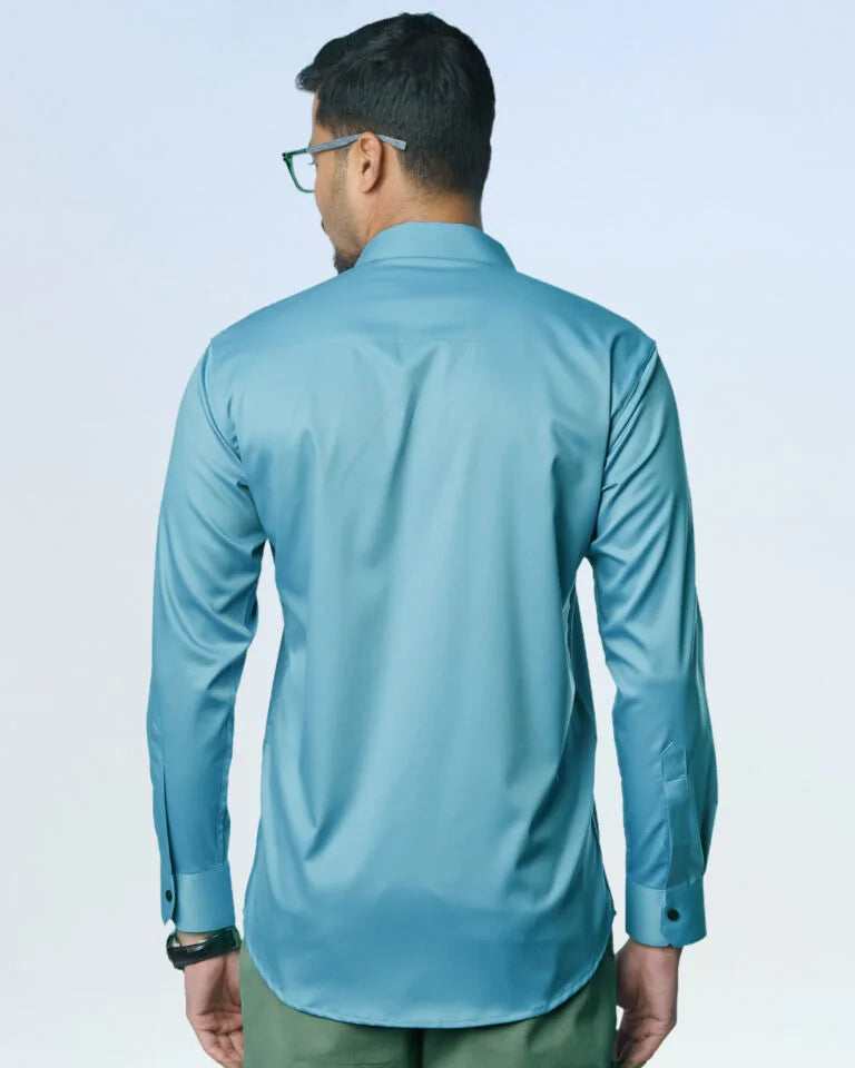 Bamboo Fiber Solid Shirt Stone Blue