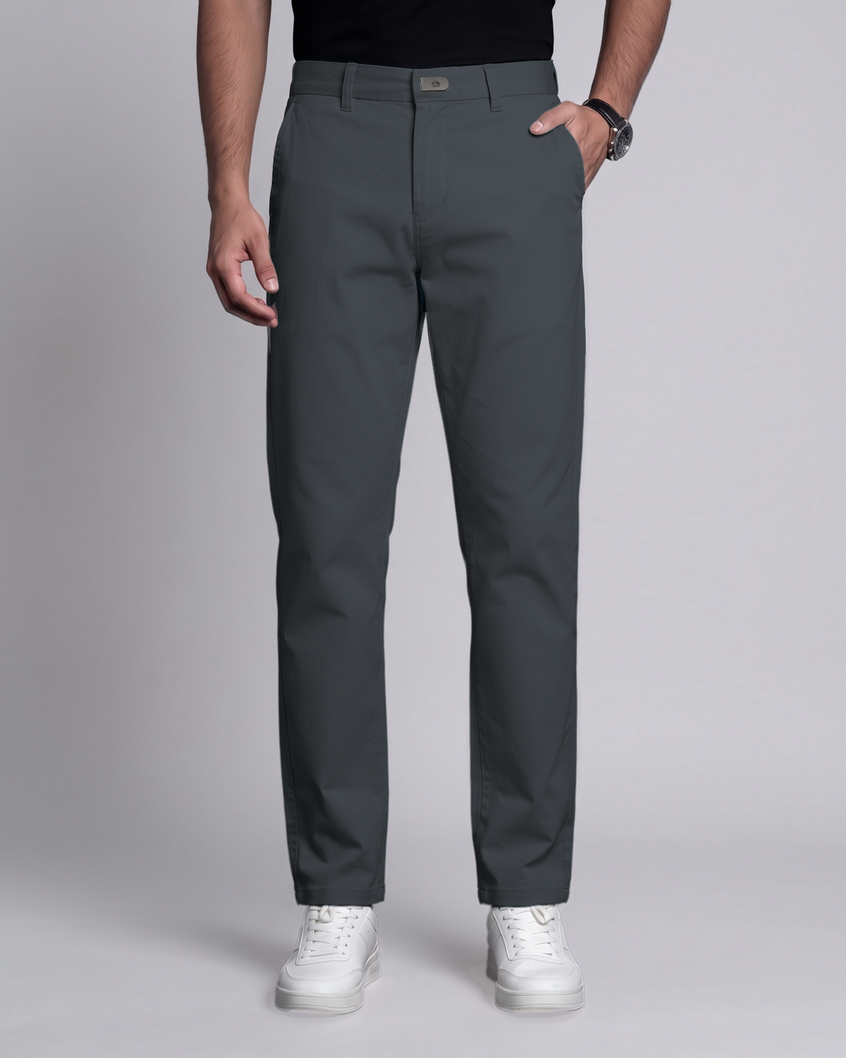 Premium Chinese Chino (Charcoal) - front view