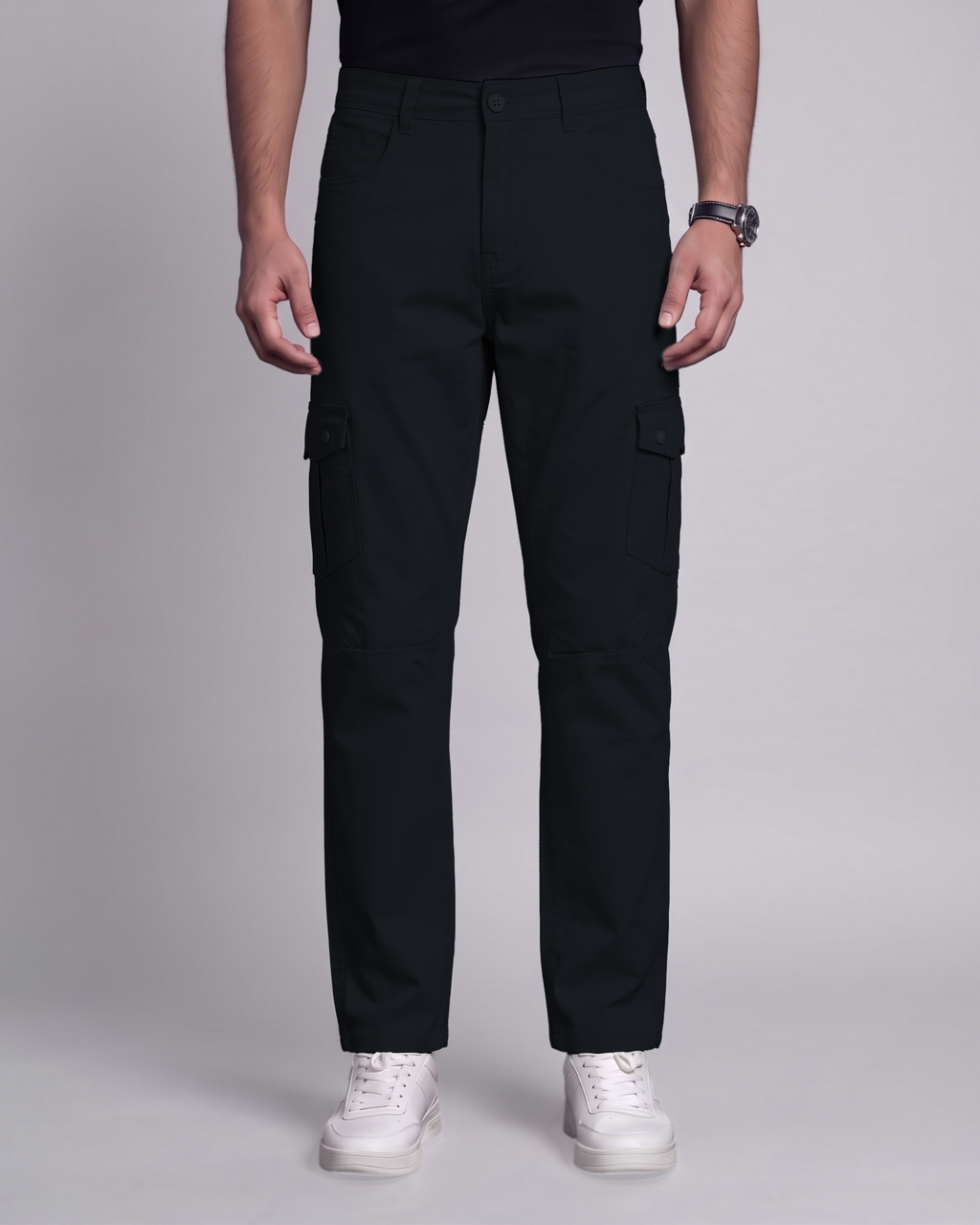 Premium Cargo Pant (Black) - front view