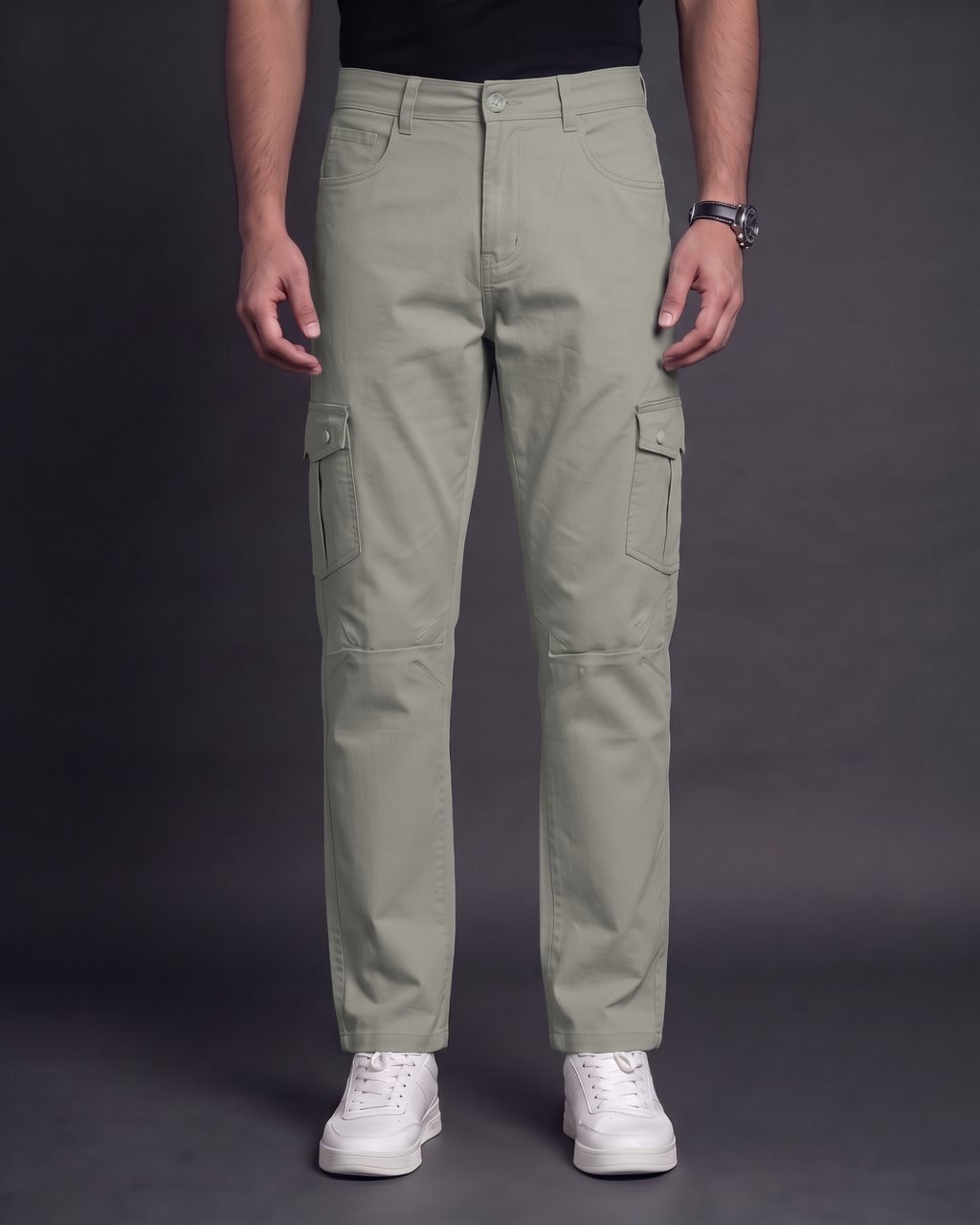 Premium Cargo Pant (Brown) - front view