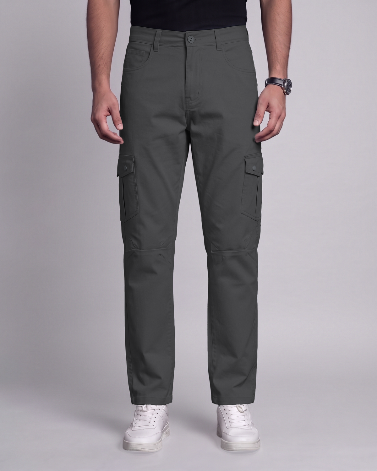 Premium Cargo Pant (Dark Ash) - front view