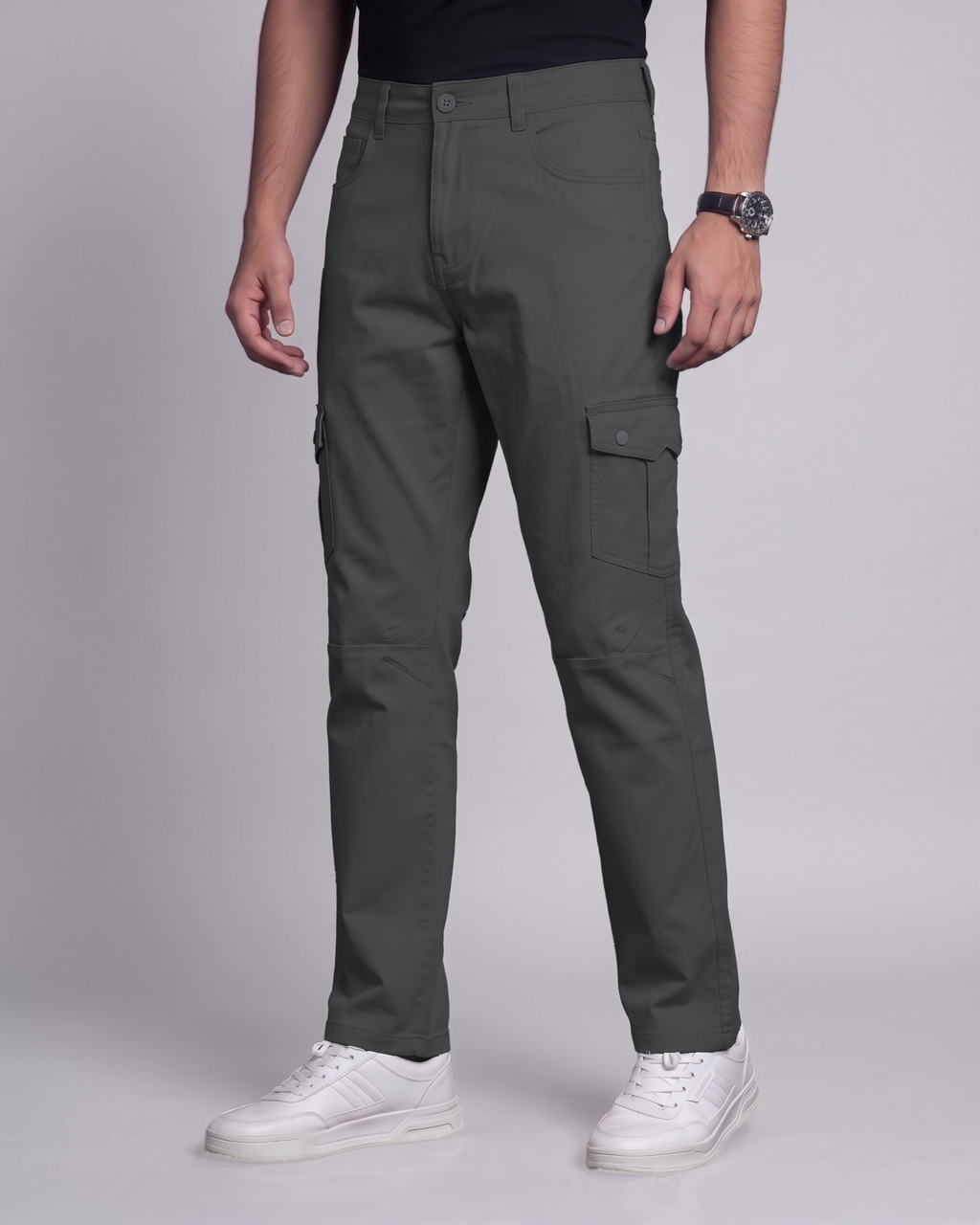 Premium Cargo Pant (Dark Ash) - side view