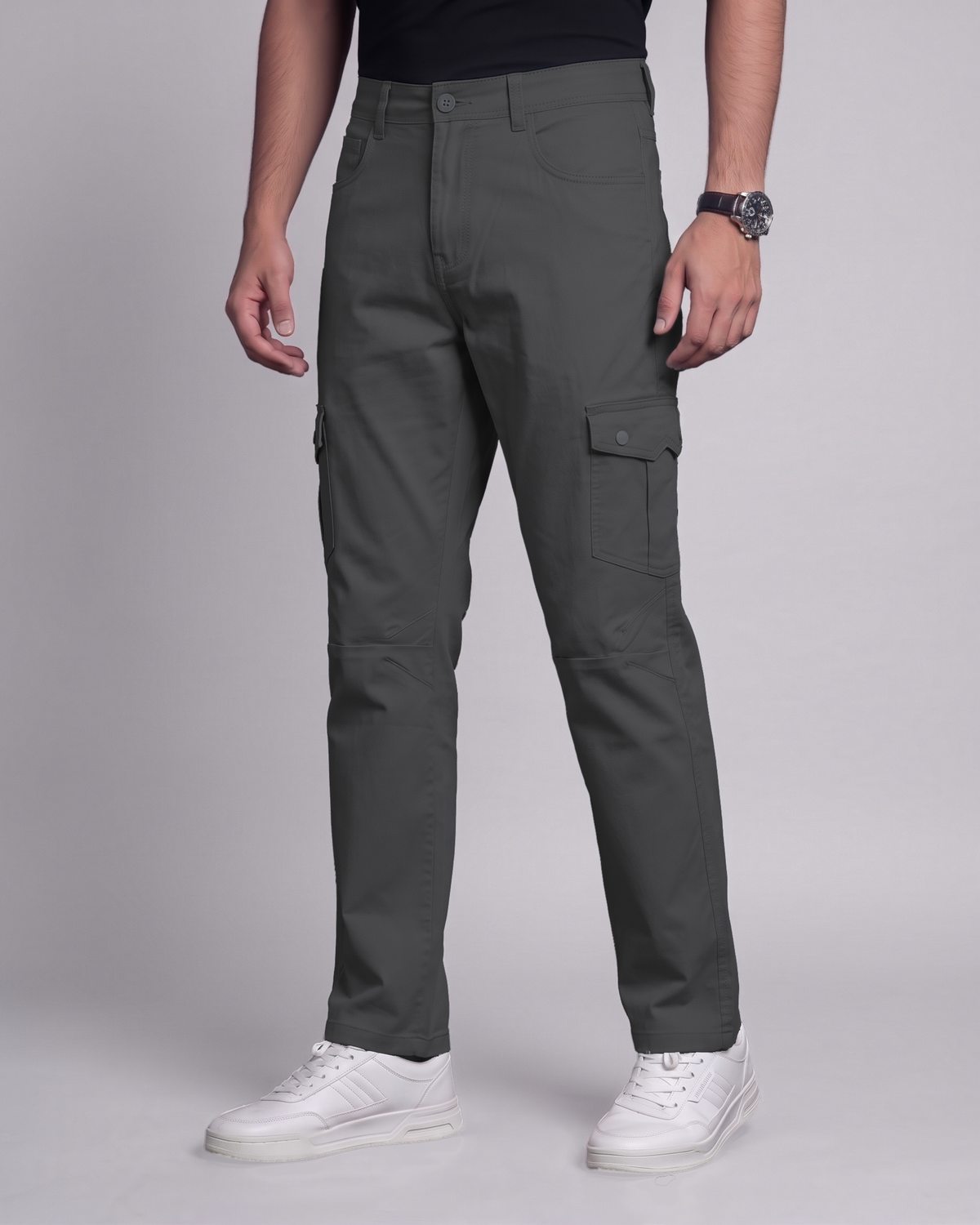 Premium Cargo Pant (Dark Ash) - side view