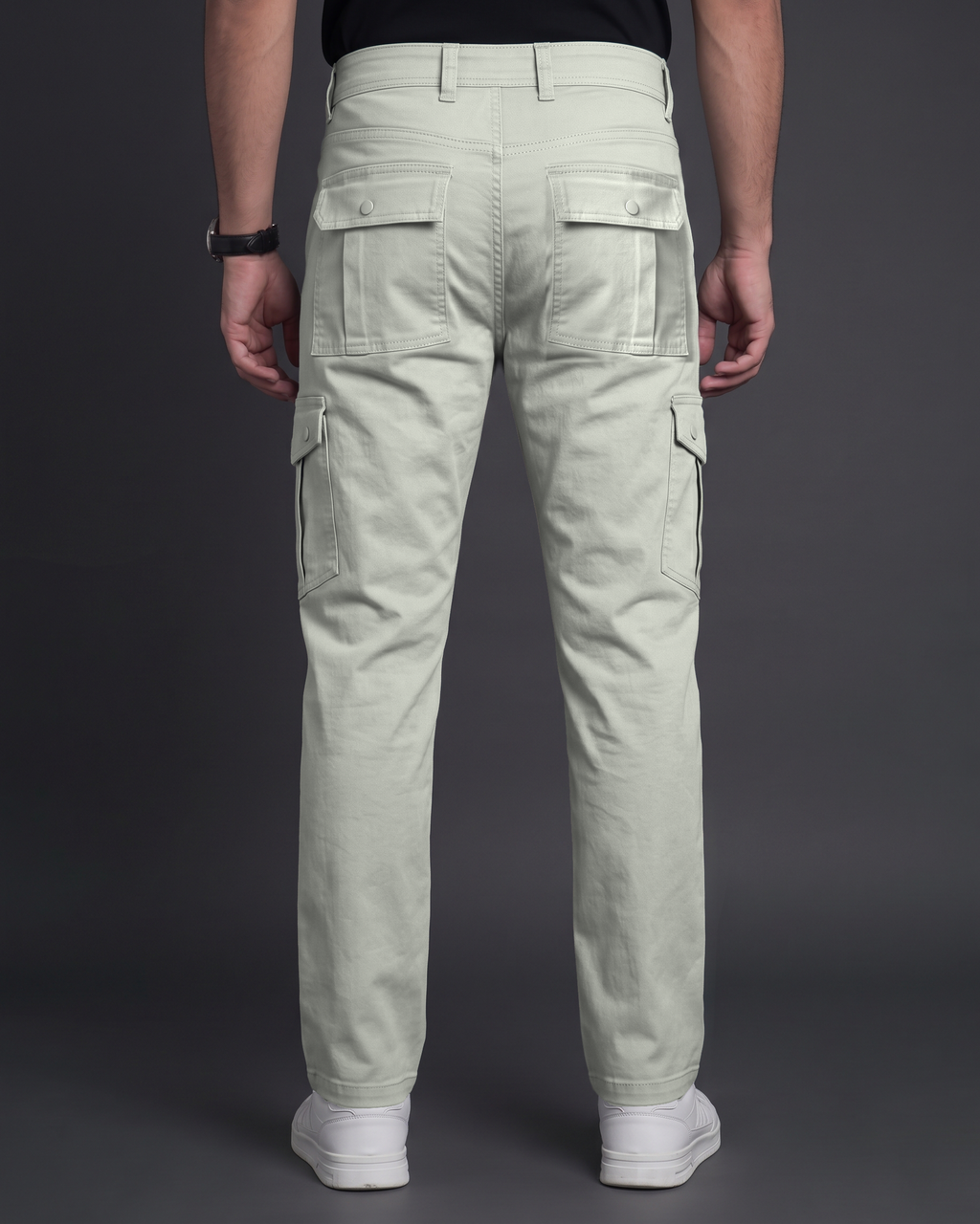 Premium Cargo Pant (Light Olive) - back view