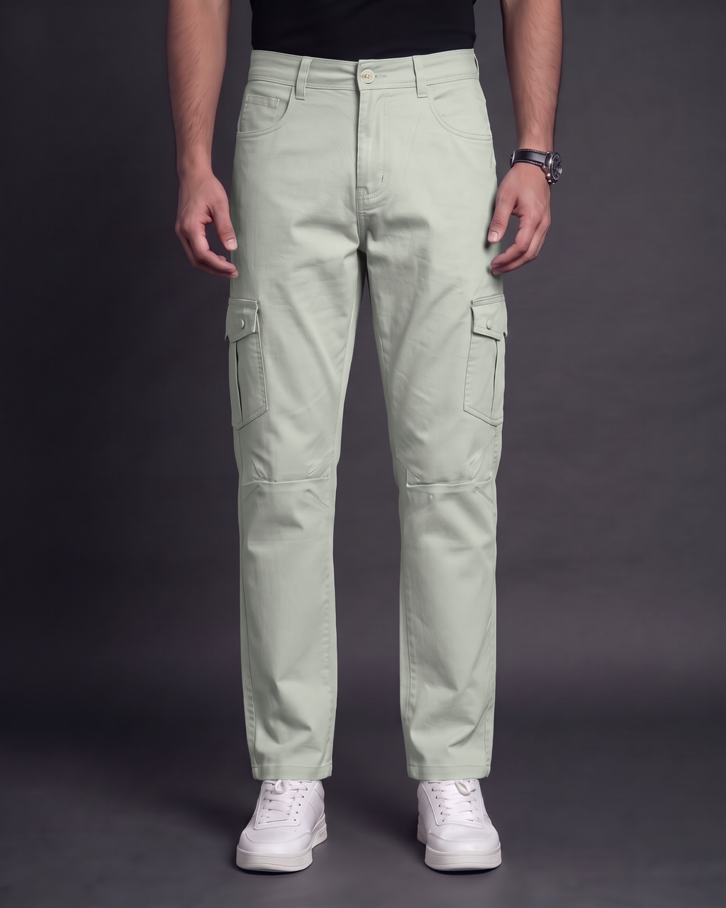 Premium Cargo Pant (Light Olive) - front view