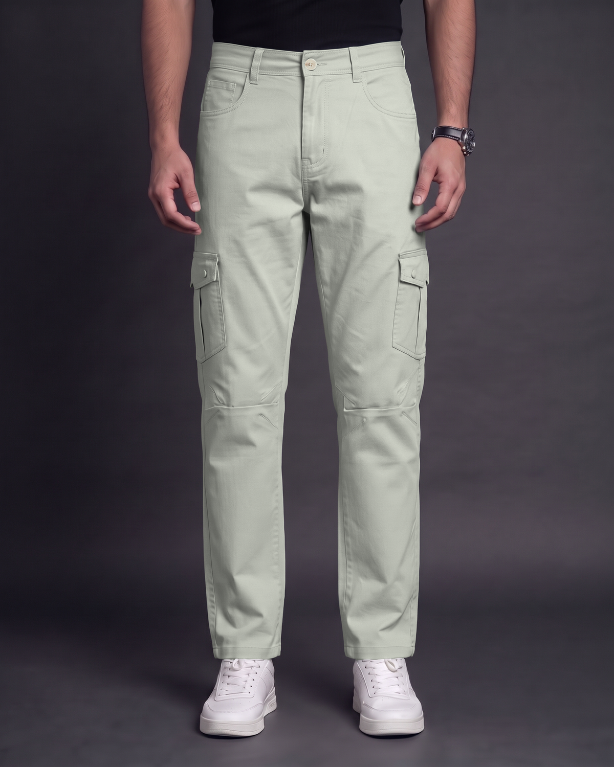 Premium Cargo Pant (Light Olive) - front view