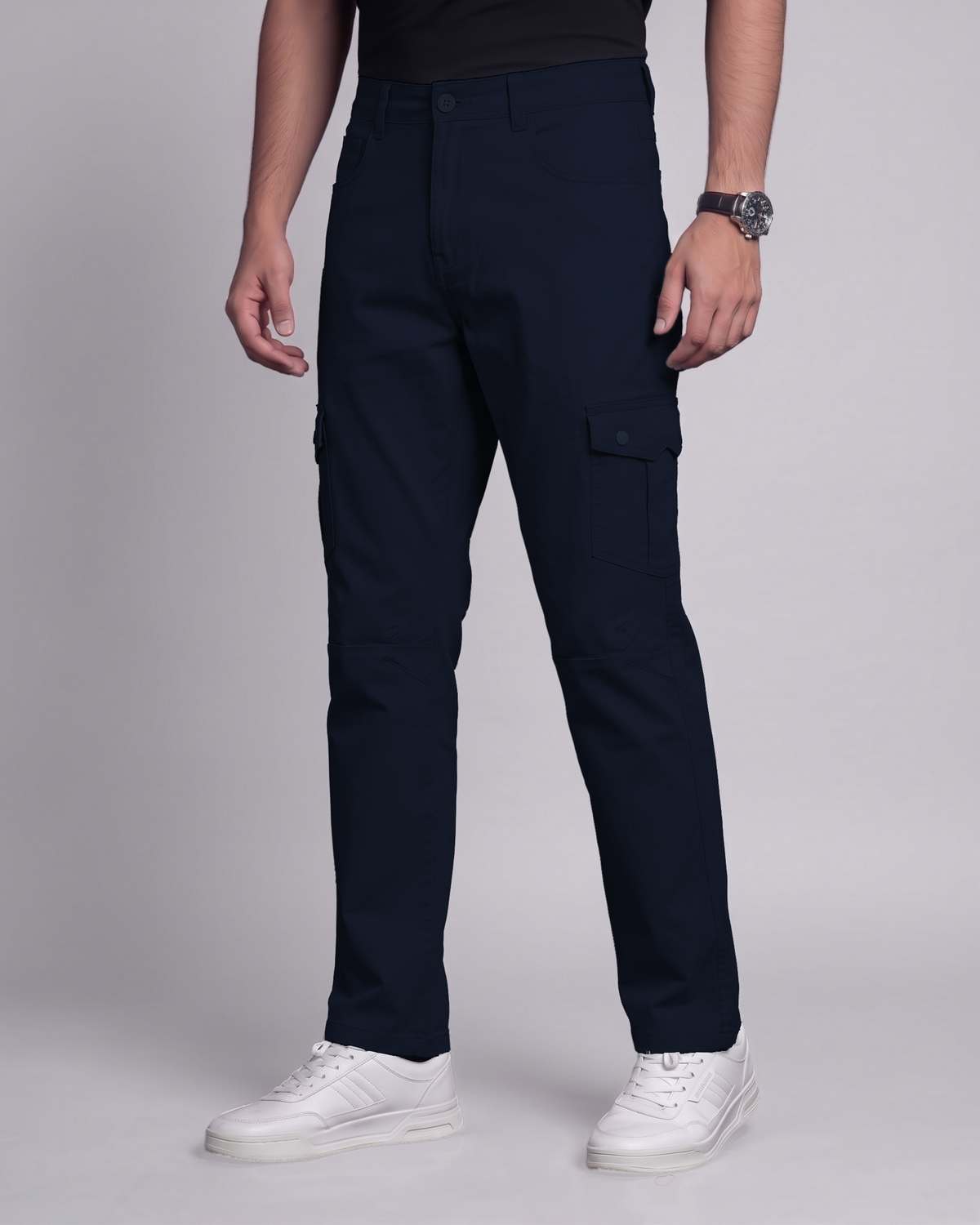 Premium Cargo Pant (Navy Blue) - side view