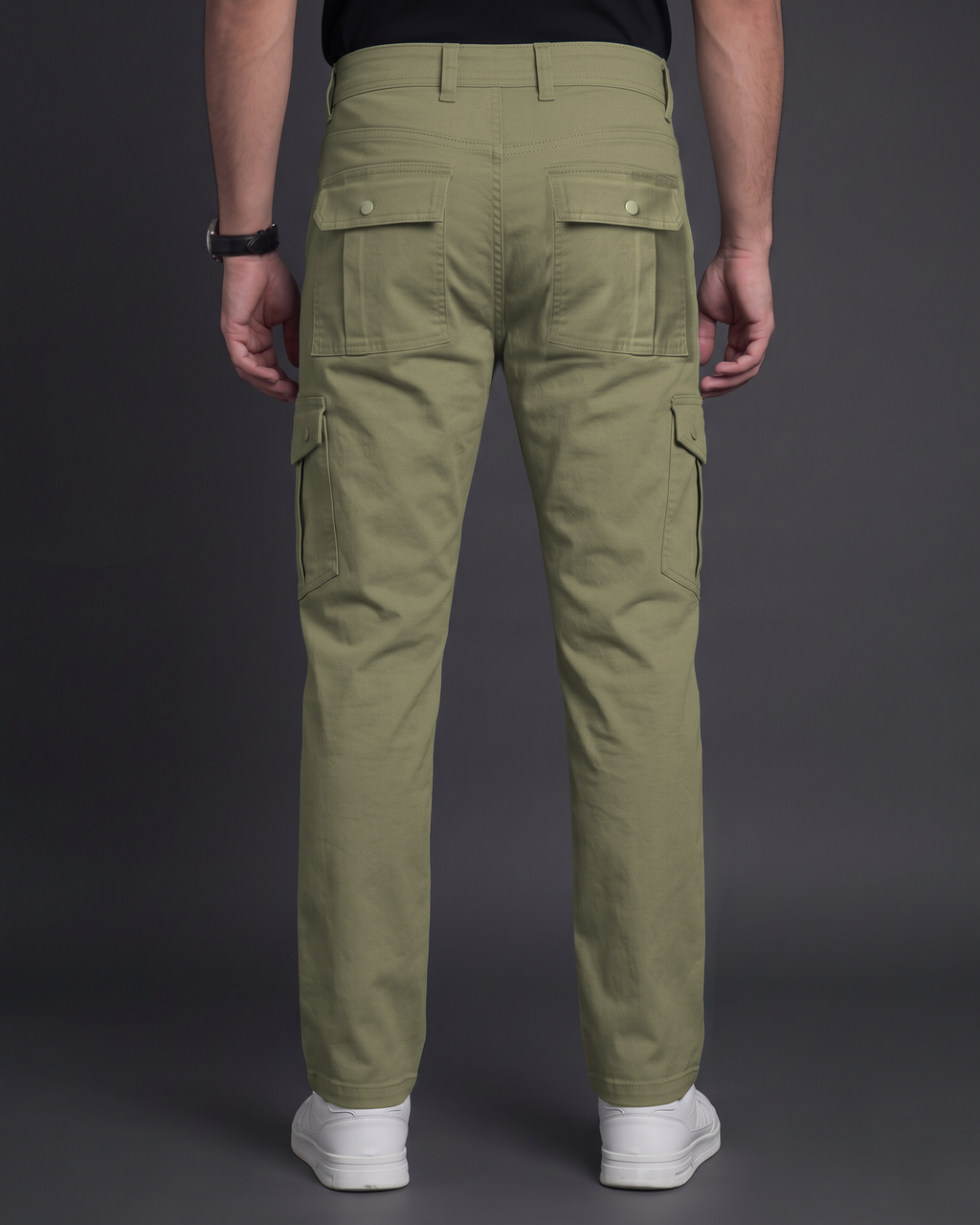 Premium Cargo Pant (Olive) - back view
