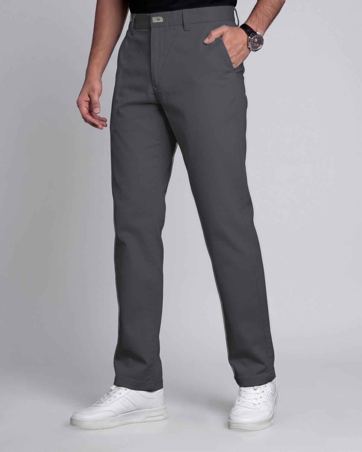 Premium Chinese Chino (Dark Ash) - side view