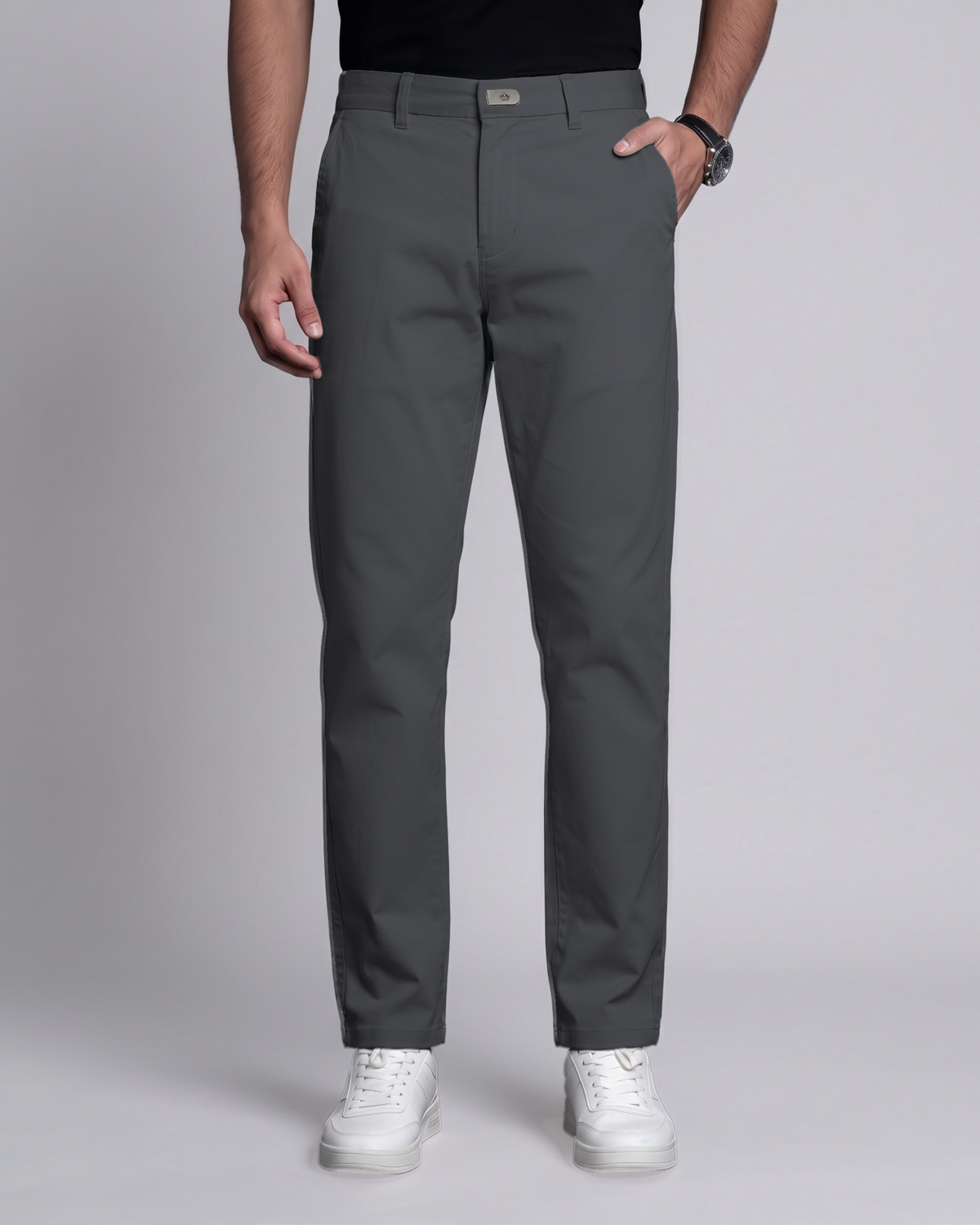 Premium Chinese Chino (Dark Ash) - front view