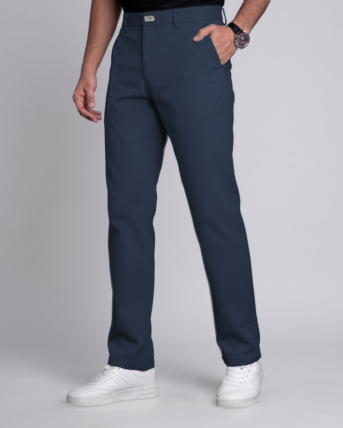 Premium Chinese Chino (Navy Blue) - side view