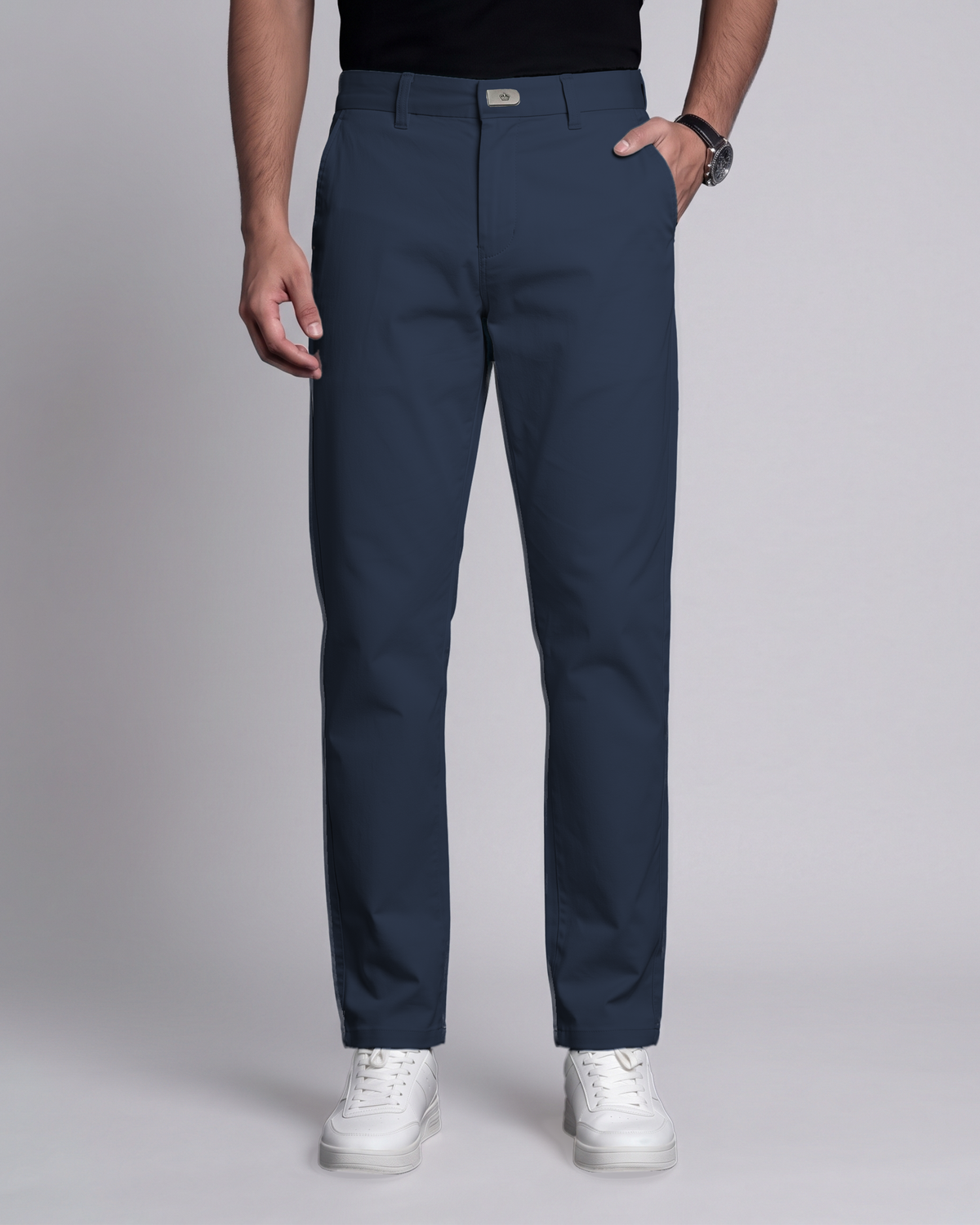 Premium Chinese Chino (Navy Blue) - front view