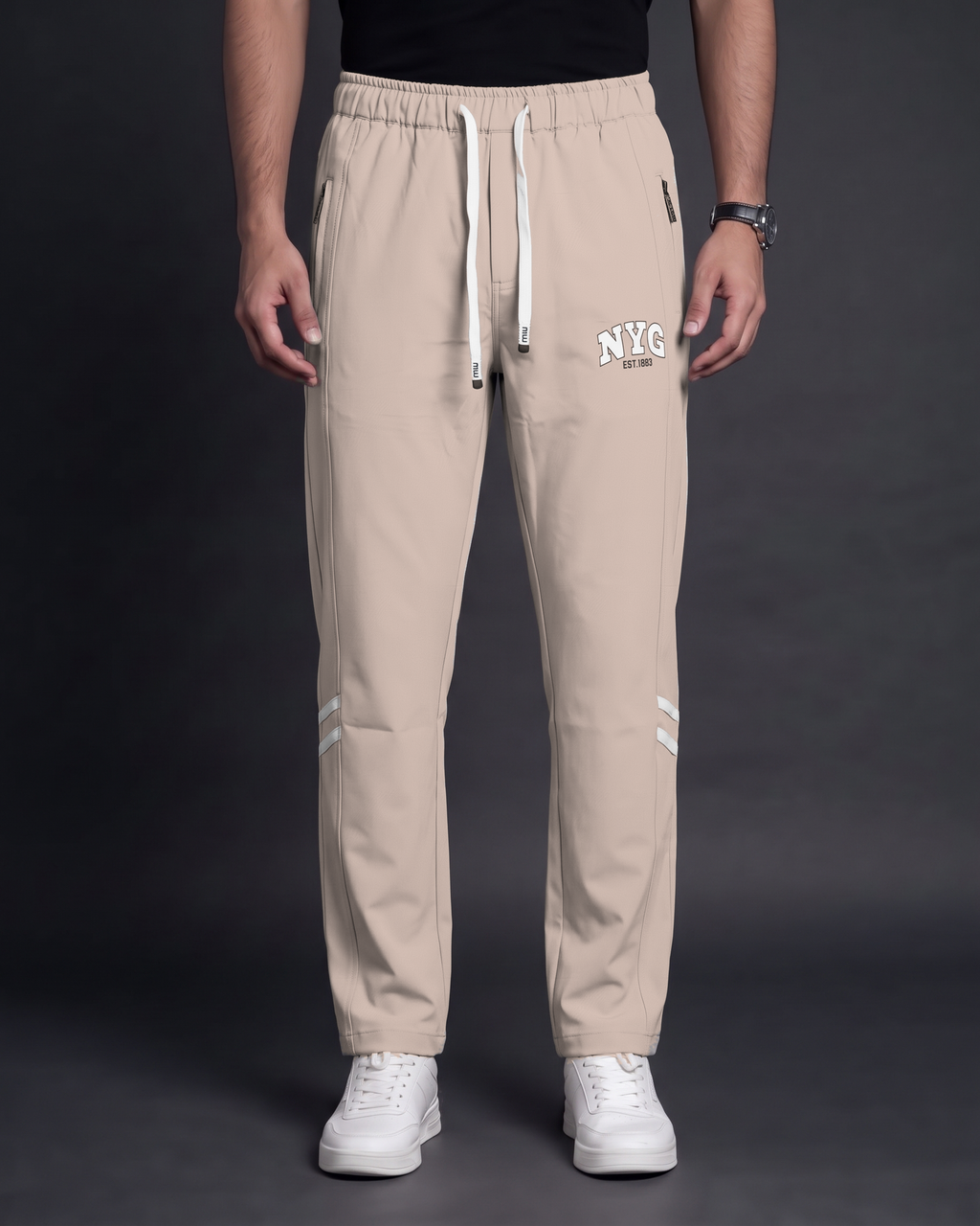 Premium Trouser Pant (Beige) - front view