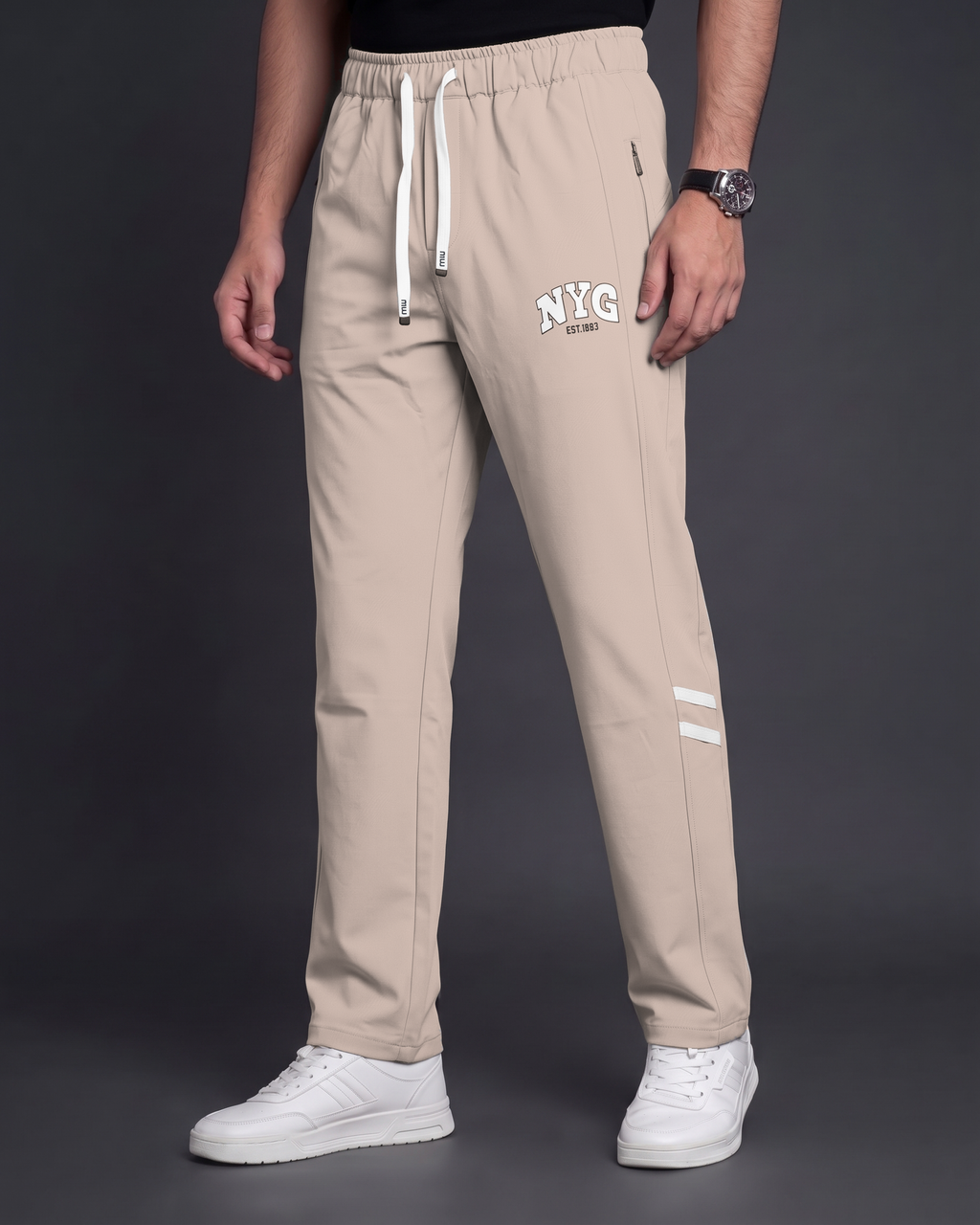 Premium Trouser Pant (Beige) - side view