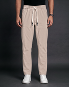 Premium Solid Trouser Pant (Beige) - front view