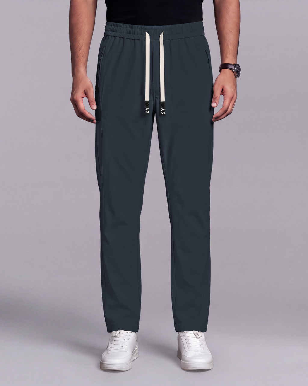 Premium Solid Trouser Pant (Charcoal) - front view