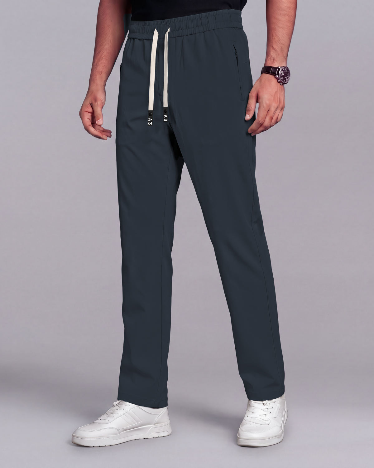 Premium Solid Trouser Pant (Charcoal) - side view