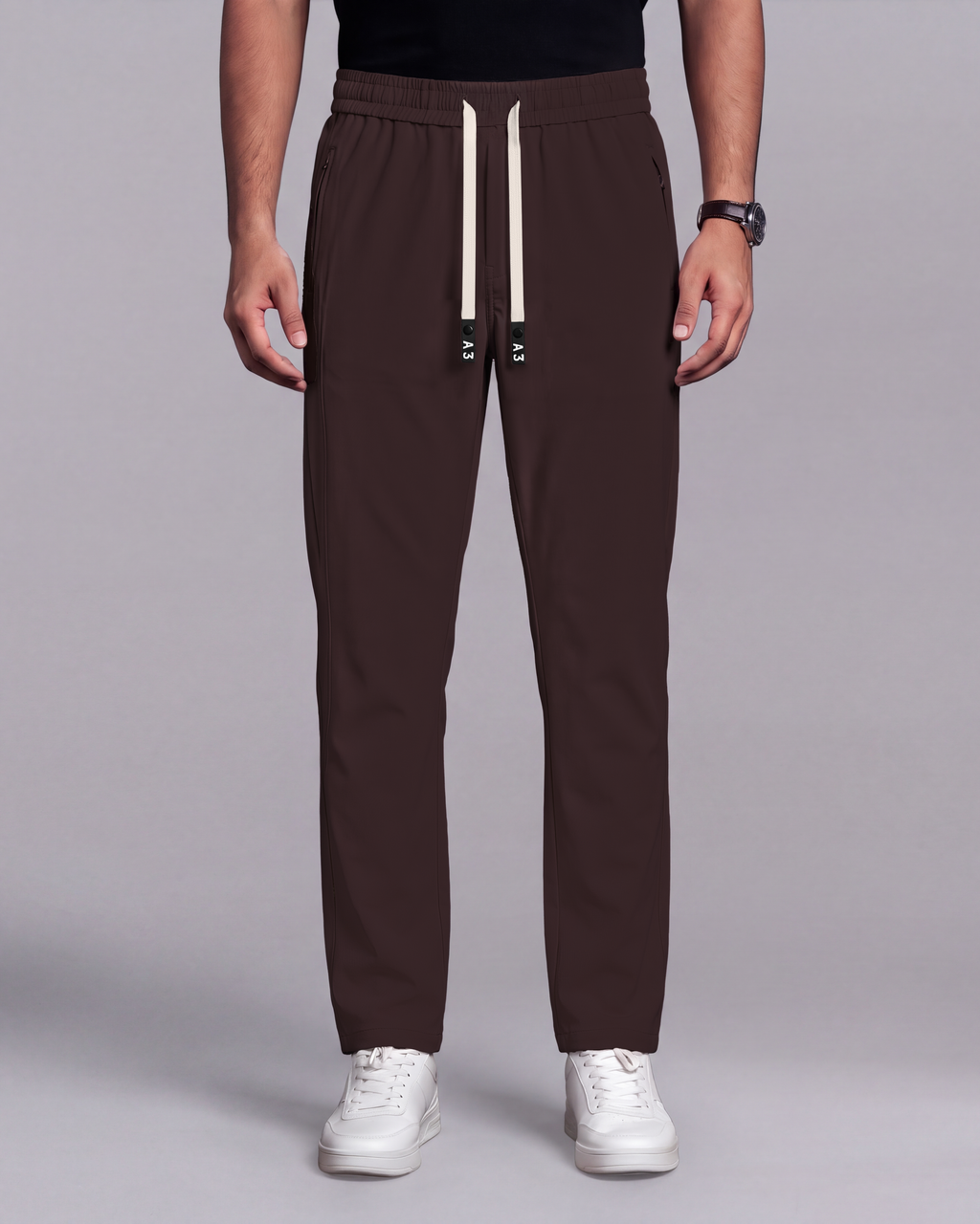 Premium Solid Trouser Pant (Coffee) - front view