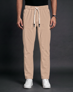 Premium Solid Trouser Pant (Khaki) - front view