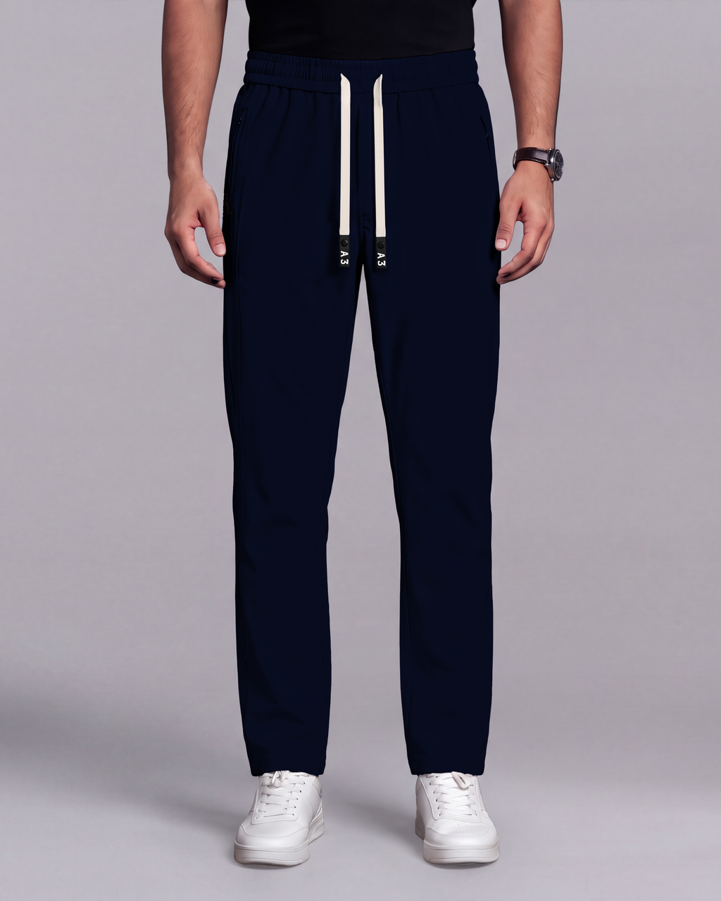 Premium Solid Trouser Pant (Navy Blue) - front view